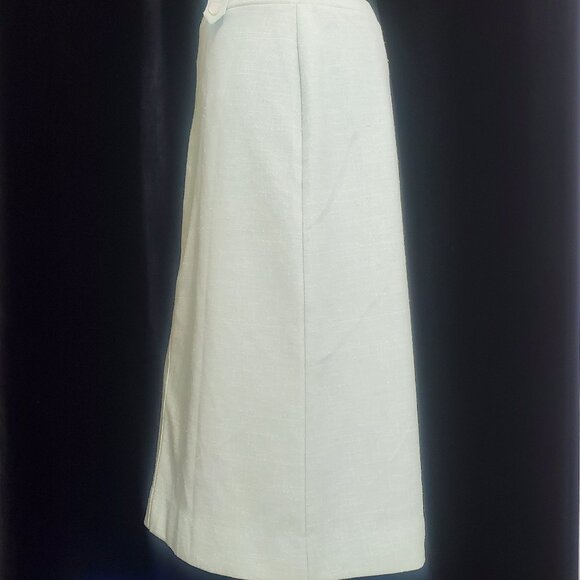 Vintage 1970's Devon ILGWU Pistachio Green Pencil Skirt Size 12 Lustrous Buttons - Picture 2 of 10